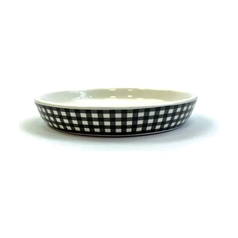 Happy Pet Tabby Patch voerbak kat ruit keramisch, zwart/wit, 15 x 15 x 2 cm