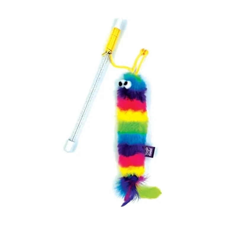 Happy Pet Tabby Patch Teaser Wand Rainbow, 28 cm