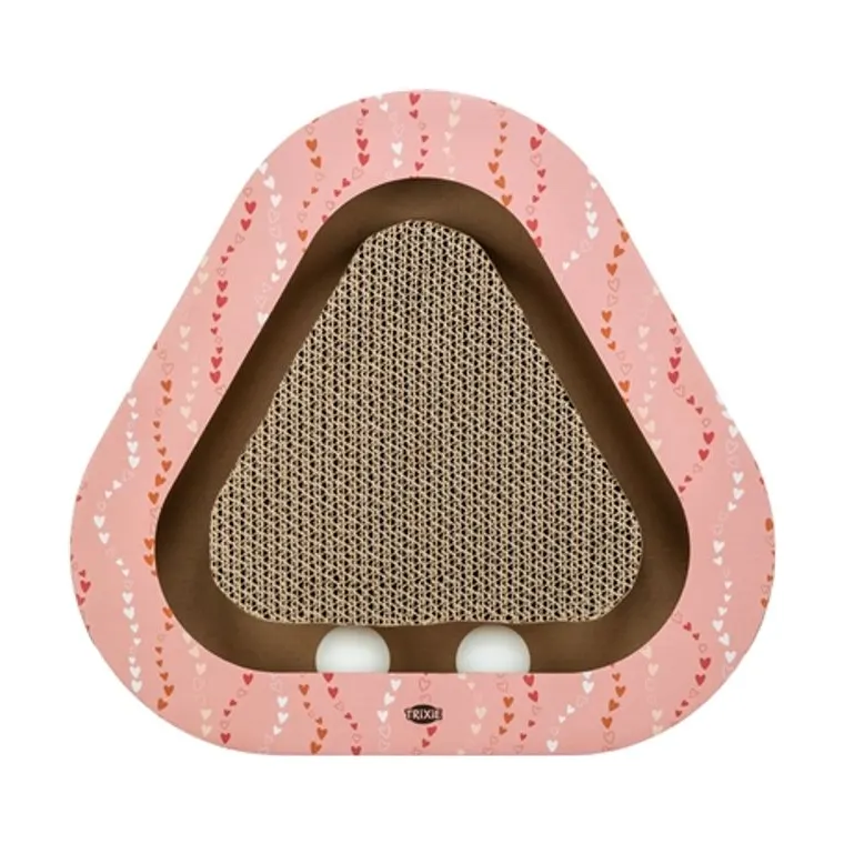 Trixie krabplank hartjes met ballen driehoekig karton, zalm, 36 x 36 x 5 cm