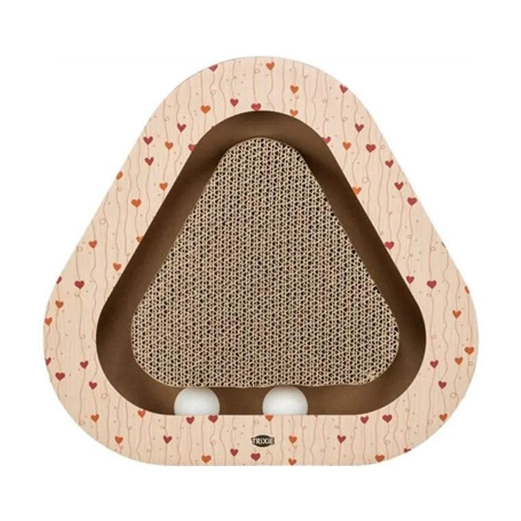 Trixie krabplank hartjes met ballen driehoekig karton abrikoos, 36 x 36 x 5 cm