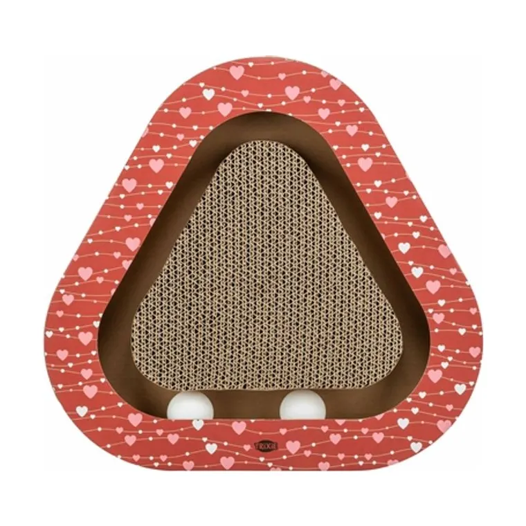 Trixie krabplank hartjes met ballen driehoekig karton, rood, 36 x 36 x 5 cm