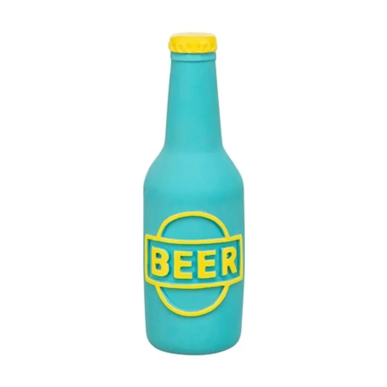 Trixie Beer Bottle Latex blue/yellow, 12.5 cm
