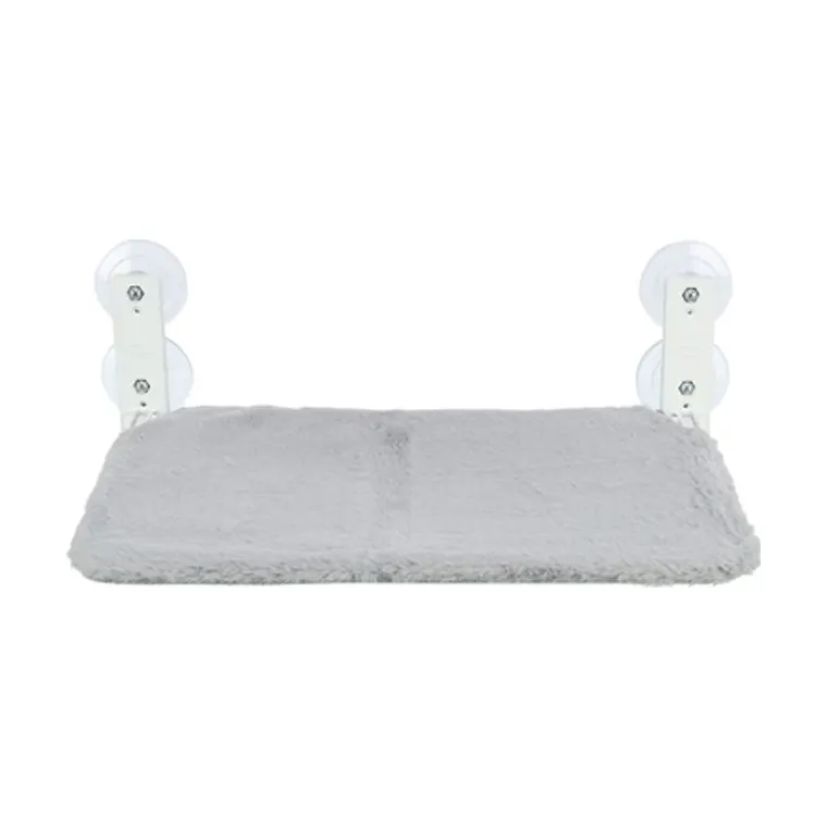Trixie hangmat voor aan raam opvouwbaar pluche/mesh, wit/grijs, 58 x 34 cm