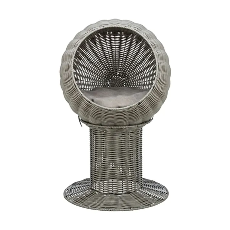 Trixie kattenmand Amalia rond polyrattan, grijs, 42 x 42 x 70 cm