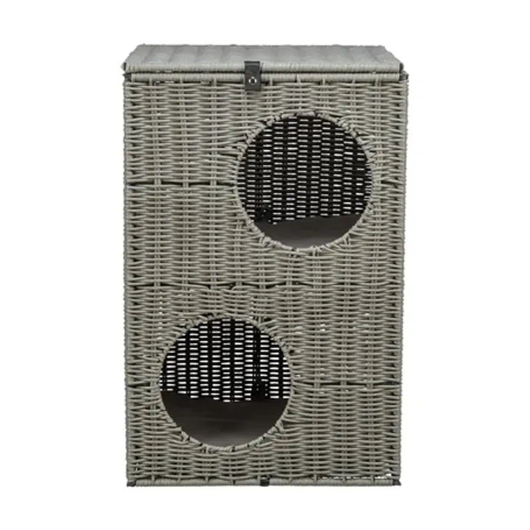 Trixie kattenmand Amalia hoekig polyrattan, grijs, 37 x 35 x 57 cm