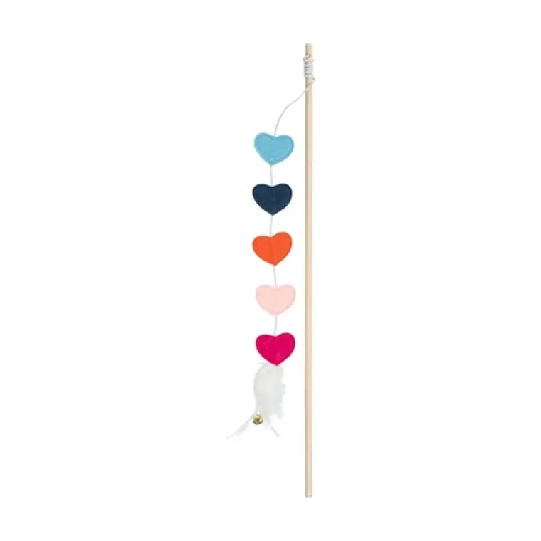 Trixie kattenhengel hartjes met kattenkruid vilt/hout, 48 cm