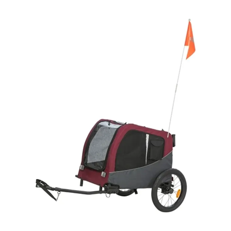 Trixie hondenfietskar, grijs/rood, 76/136 x 66 x 74 cm