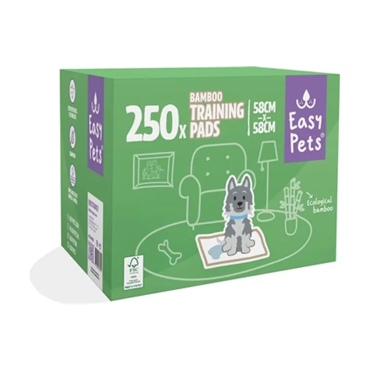 EasyPets puppy trainingpads bamboe, 58 x 58 cm 250-pack