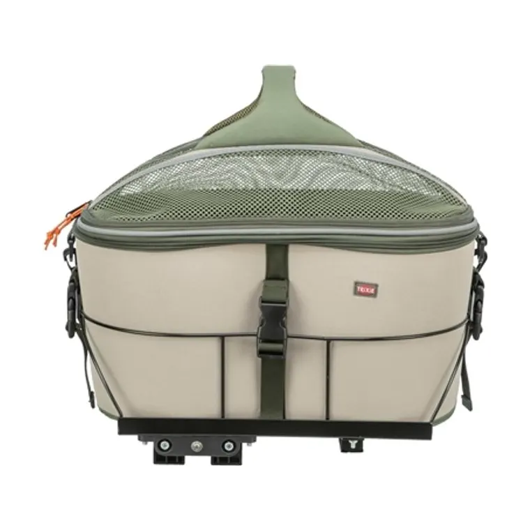Trixie fietsmand voor bagagedrager polyester, olijfgroen/beige, 46 x 33 x 40 cm
