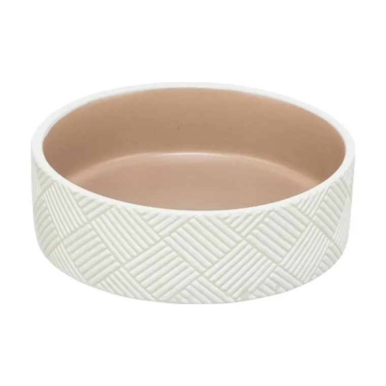 Trixie voerbak/drinkbak patroon keramiek, wit/beige, 18 x 18 x 7 cm
