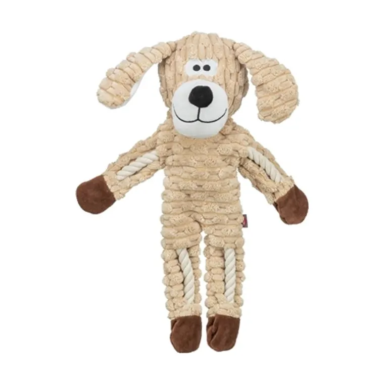Trixie hond pluche met touw, zand, 38 cm