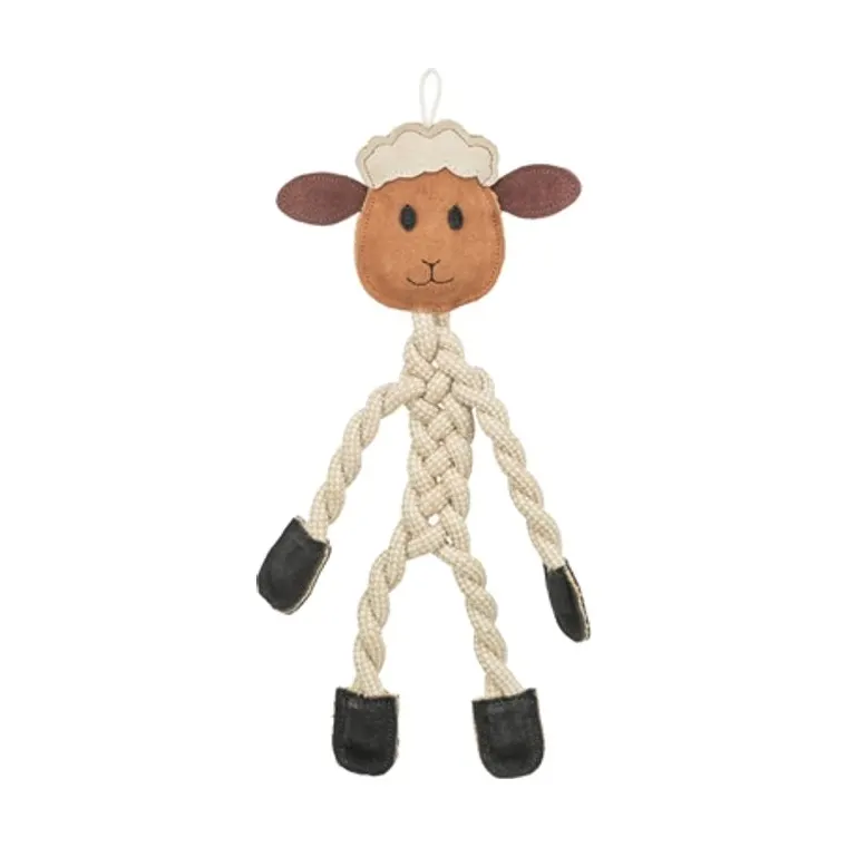 Trixie Sheep rope + leather brown, 42 cm