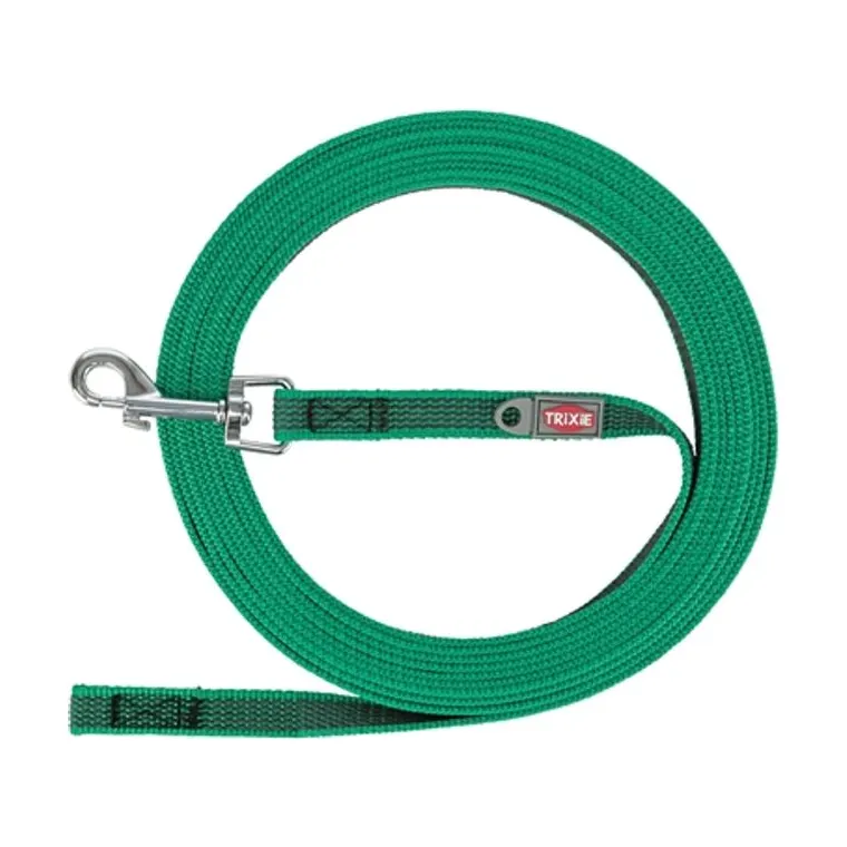 Trixie sleeplijn met rubber bekleed zonder handlus, groen, 5 m x 1,5 cm