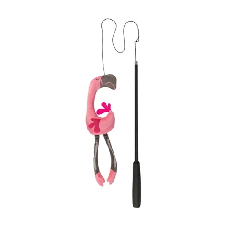 Trixie kattenhengel telescopisch grote katten met flamingo, roze, 106 cm