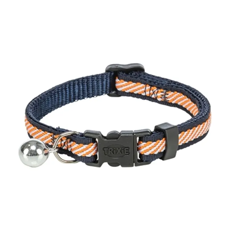 Trixie Cat collar stripe BL/orange, 20–30 × 1 cm