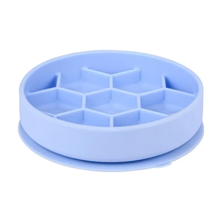 Zolux voerbak hond slowfeeder met zuignappen siliconen, blauw, 16 x 16 x 4,3 cm