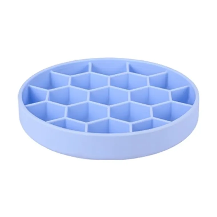 Zolux voerbak hond slowfeeder met zuignappen siliconen, blauw, 21,5 x 21,5 x 4,5 cm