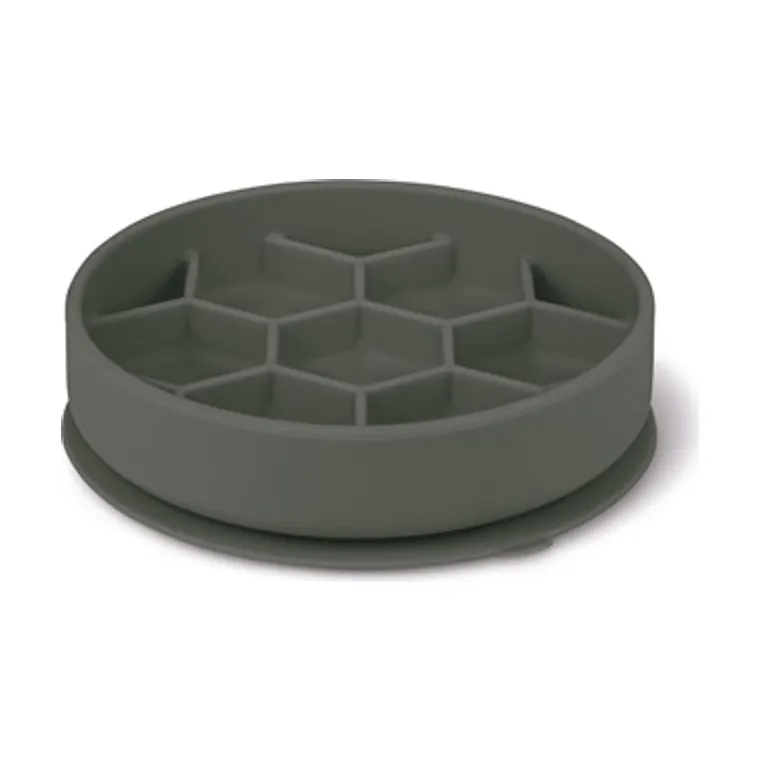 Zolux voerbak hond slowfeeder met zuignappen siliconen, grijs, 16 x 16 x 4,5 cm