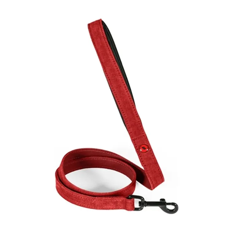 Zolux Expert hondenriem Premium leer/neopreen, rood, 100 x 2 cm