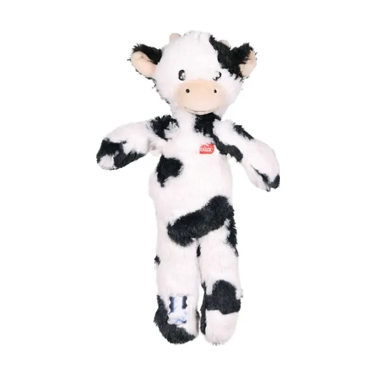 Zolux Furry Farm koe Isache pluche met touw, wit/zwart, 32 x 21 x 6 cm