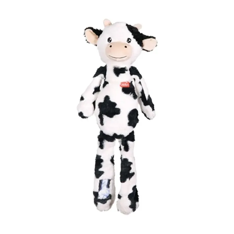 Zolux Furry Farm koe Isache pluche met touw, wit/zwart, 59 x 21 x 9 cm