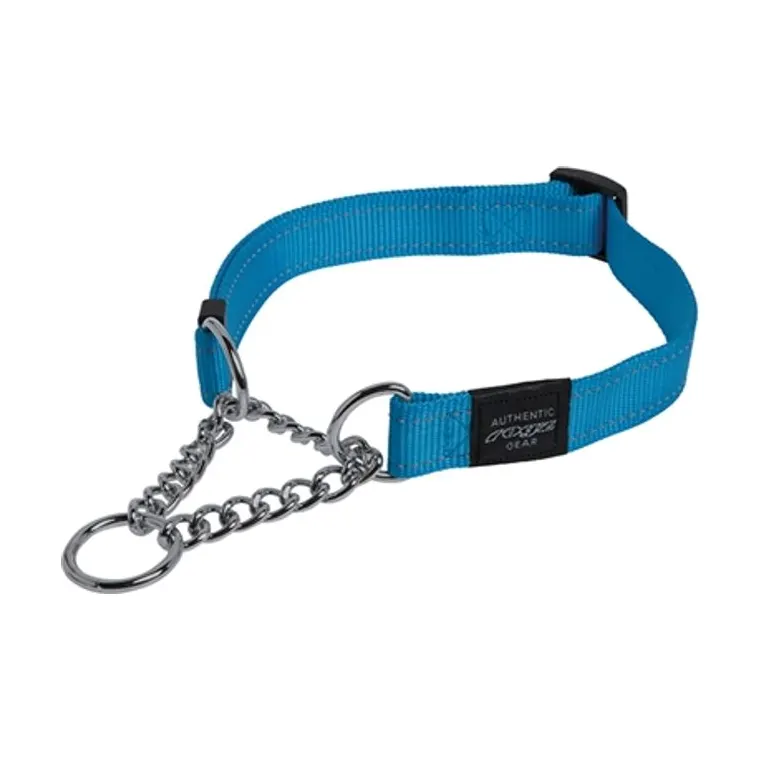 Rogz Lumberjack halfslip halsband, turquoise, 25 mm x 43-73 cm